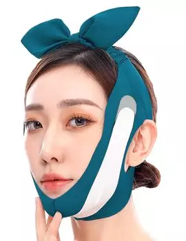 Милый ремень для лица для более стройного лица. Остается на месте и не сдвигается. Имеет милую ленту для предотвращения и украшенное лентами лицо.. место. подтяжка, обвисание,