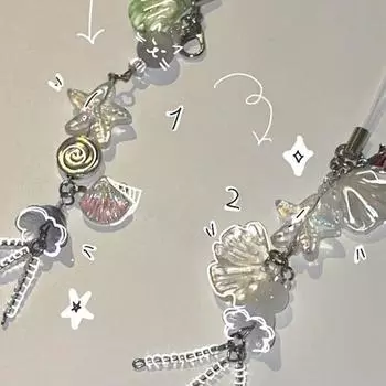 Милый ремешок для телефона с подвеской в виде морской ракушки и медузы, летний ремешок для ключей, ремешок для ключей для девушки и женщины, брелок для ключей на сумку