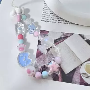 Милый ремешок для телефона с подвеской в виде кошачьей лапки, ремешок для мобильного телефона, акриловые цепочки против потери, милая девочка 1PC