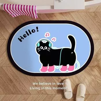 Милый ретро маленький черный кот мягкий Dialgae Mud коврик для ванной комнаты нескользящий впитывающий быстросохнущий коврик коврик для туалета и душа 40 * 60 (soft diatom mud)