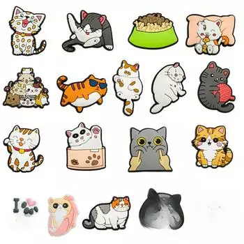 Милый рисунок мультяшного кота Мягкие клеевые аксессуары для обуви
