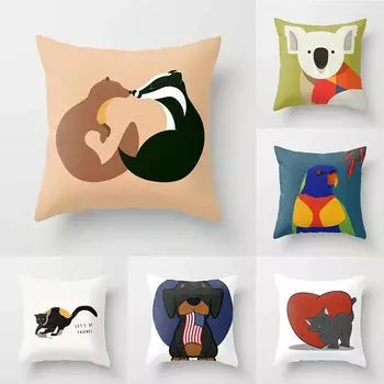 Милый рисунок животного наволочка для офиса, гостиной, автомобиля, украшения для дома, наволочка 40x40cm