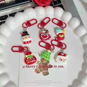 Милый рождественский брелок с рисунком Санта-Клауса, снеговика, брелок для ключей, украшение для рюкзака, аксессуары, рождественский новогодний подарок A6