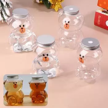 Милый рождественский медведь бутылки для воды прозрачный сок напиток бутылка для молока чай бутылка для кофе сок портативный стаканчик 500ML with hole cove