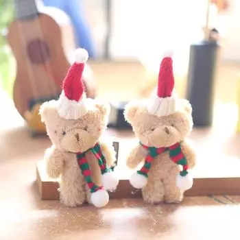 Милый Рождественский Медведь Подвеска Плюшевая Игрушка Кукла Мультяшная Сумка Подвесной Украшение Брелок Кукла Кукла 11cm