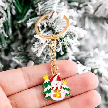 Милый рождественский металлический брелок лось Санта-Клаус снеговик брелок рюкзак подвеска украшение автомобильный держатель ключей друзья пара подарки