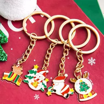 Милый рождественский металлический брелок лось Санта-Клаус снеговик рюкзак подвеска украшение автомобильный держатель ключей друзья пара подарки A2