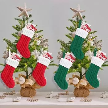 Милый рождественский подарочный чулок, украшение на рождественскую елку, маленький рождественский чулок, набор ножей и вилок