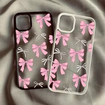 Милый розовый чехол с бантом для iPhone 14 Pro Max 15 13 12 Mini 11 XR XS X 7 8 Plus INS корейский бант ударопрочный твердый чехол Capa For iPhone7or8 SE20