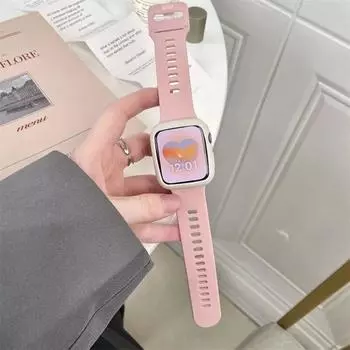 Милый розовый спортивный мягкий силиконовый ремешок для Apple Watch Band 49 мм 45 44 41 42 Correa модный ремешок для часов серии 9 8