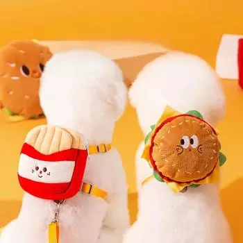 Милый рюкзак для бургеров и картофеля фри для питомцев, буксировочный трос, жилет для кошек, нагрудный ремень для собак, принадлежности для выгула собак S