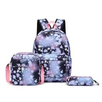 Милый рюкзак из трех предметов с сумкой через плечо, сумка для ручек, большая вместительная школьная сумка для девочек чёрный