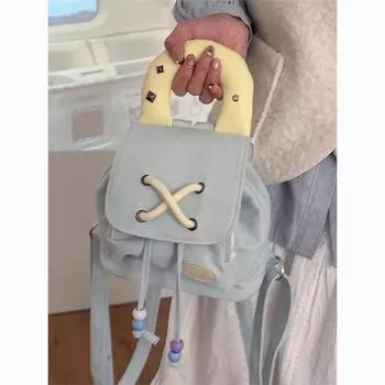 Милый рюкзак ниша 2024 девушка новый джинсовый пригородный студенческий рюкзак контрастного цвета школьный рюкзак сумка через плечо женщина светло-синий