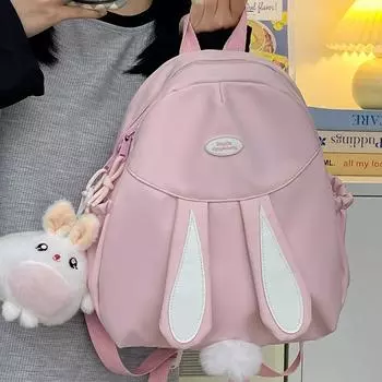Милый рюкзак с кроликом, женский рюкзак в стиле колледжа, мультяшная сумка для начальной школы, легкий, большой емкости, японский рюкзак для кампуса чёрный