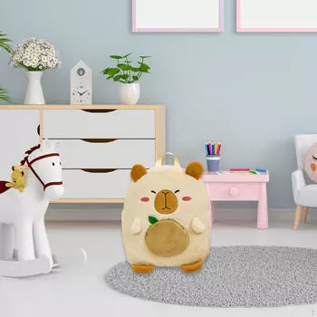 Милый рюкзак с плюшевой игрушкой Capybara для студентов бежевый