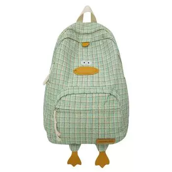 Милый рюкзак в клетку утка школьная сумка для девочки мальчика подростка регулируемый ремень рюкзак D чёрный