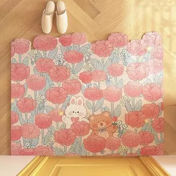 Милый садовый коврик для входа, противоскользящие укорачиваемые коврики из ПВХ, крыльцо, прихожая, домашний декор, ковер для удаления пыли 40x60cm розовый