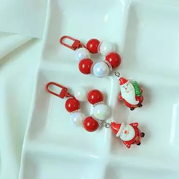 Милый Санта-Клаус, бисерный рождественский брелок, забавный мультяшный брелок для женщин и девочек, кавайный чехол для наушников, кулон, подарки для друзей
