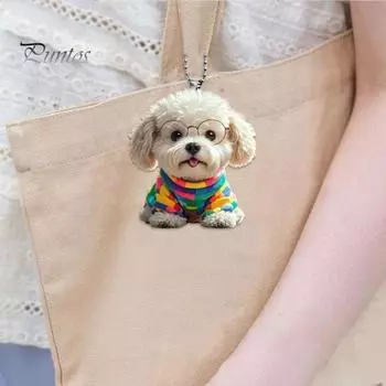 Милый щенок подвеска зеркало автомобиля подвесное украшение акриловая собака брелок рождественская елка декор рюкзак очарование подарок для женщин девочек Dog