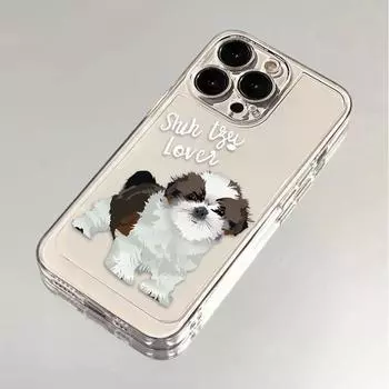 Милый щенок принт прозрачный чехол для телефона iPhone 16 15 14 13 12 11 Pro Max 8 7 Plus XS Max X XR силиконовый бампер ударопрочный прозрачный чехол на заднюю панель Apple 15ProMax
