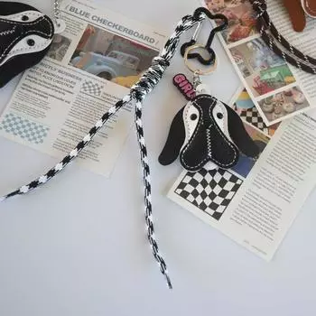 Милый щенок PU кожаная вешалка для собак животное собака бульдог сумка кулон бульдог брелок автомобильный аксессуар чёрный