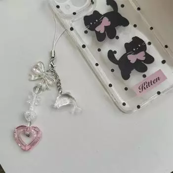 Милый сердечный бант дельфин кулон Keychian креативный телефон анти-потеря шнурок рюкзак украшения аксессуары подарки