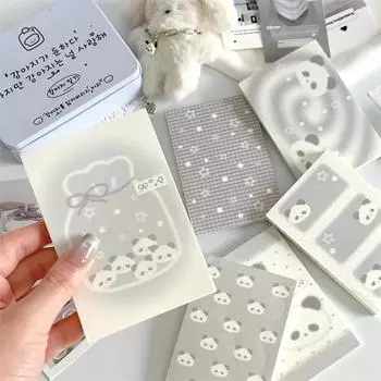 Милый серый блокнот для записей с пандой, милый блокнот для студента с вкладными листами, мини-карманный блокнот для девочек, альбом для вырезок