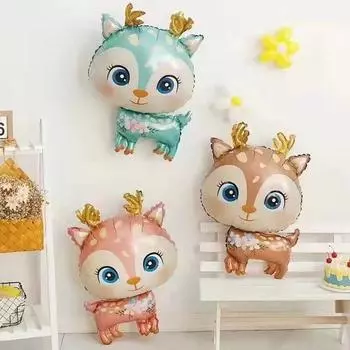 Милый шар в виде пятнистого оленя в джунглях Фольгированные шары в виде оленя в джунглях Воздушные шары в форме оленя для вечеринки розовый