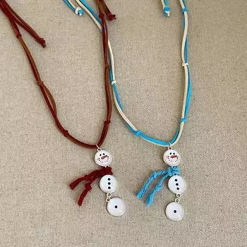 Милый шарф, кулон в виде снеговика, выдвижное ожерелье, женский нишевый дизайн, индивидуальное модное универсальное ожерелье для свитера