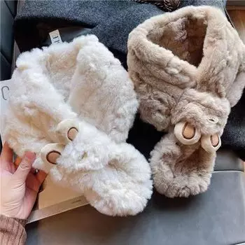 Милый шарф с изображением мультяшной девочки, милый и теплый на осень/зиму белый