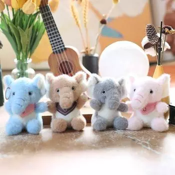 Милый шарф в виде животного, слон, плюшевая кукла, игрушки, брелок, рюкзак, подвески, украшения светло-коричневого