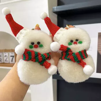 Милый шерстяной рождественский снеговик, автомобильный брелок, кожаный кулон, плюшевая кукла, сумка, кулон, подарок