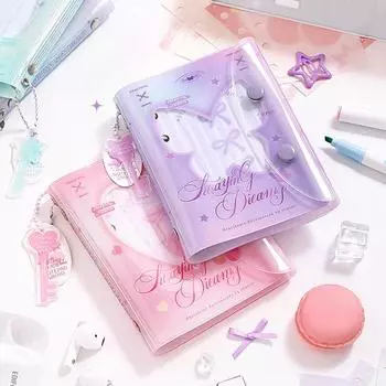 Милый шикарный блокнот для вырезок с подвеской, милый бант-бабочка, блокнот с лентой, красочные страницы, дневник, школьные принадлежности фиолетовый