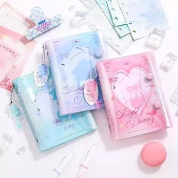 Милый шикарный блокнот для вырезок с подвеской, милый бант-бабочка, блокнот с лентой, красочные страницы, дневник, школьные принадлежности фиолетовый