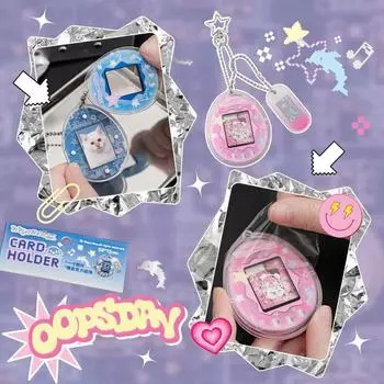 Милый шикарный держатель для фотокарт в американском стиле, 1 дюйм, модный ретро-чехол для удостоверения личности Kpop с брелком для ключей, держатель для фотокарт фиолетовый