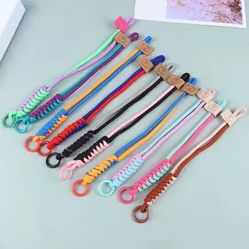 Милый шнурок для мобильного телефона с оплеткой, анти-потеря, короткий браслет на запястье, подвеска, многоцелевой ремешок для подвешивания телефона, шнурок карамельного цвета