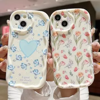 Милый силиконовый чехол для Infinix Smart 7 8 Xiaomi Redmi Note 12 11 Pro Vivo V27 V25 V29 Oppo A78 A58 A38 Funda Love Heart Flowers Cover Мягкий бампер из ТПУ Tecno Spark 20/Spark 20C