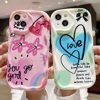 Милый силиконовый чехол для Oppo A78 A58 A38 Infinix Smart 7 8 Xiaomi Redmi Note 12 11 Pro Vivo V23E V27 V25 Funda Love Heart Stars Cover Мягкий бампер из ТПУ Infinix Hot 10 Play