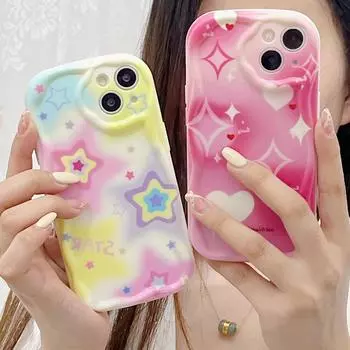 Милый силиконовый чехол для Tecno Spark 10 Oppo A78 A58 A38 Vivo V25 V27 V29 Xiaomi Redmi Note 12 11, чехол с рисунком в виде сердца и звезды, мягкий бампер из ТПУ Infinix Hot 10 Play