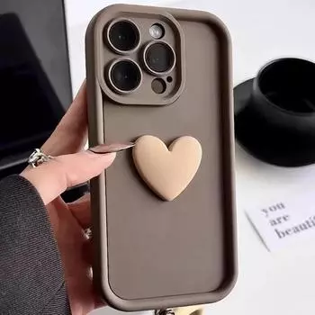 Милый силиконовый чехол для телефона INS 3D Love Heart для iPhone 11 12 13 14 15 16 Pro Max XS XR 7 8 Plus SE 2020, противоударный чехол Candy iPhone 15 Pro Max чёрный
