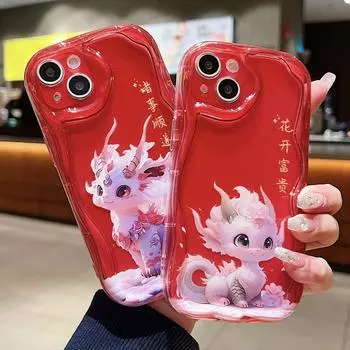 Милый силиконовый чехол для Xiaomi Redmi Note 13 12 11 Samsung A54 A24 A14 Oppo A78 A58 A38 Infinix Note 30 Pro Funda, чехол с китайским драконом, мягкий бампер из ТПУ Infinix Hot 10 Play