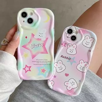 Милый силиконовый чехол для Xiaomi Redmi Note 13 12 11 Samsung A54 A24 A14 Oppo A78 A58 A38 Infinix Note 30 Funda Star Cartoon Bunny Cover Soft TPU Bumper Infinix Hot 10 Play