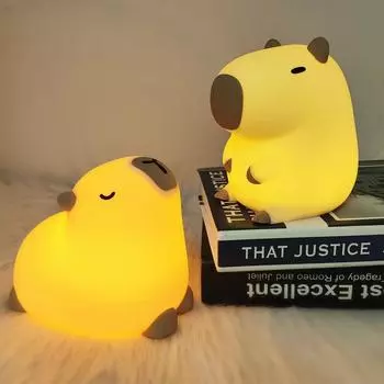 Милый силиконовый детский ночник Capybara, перезаряжаемый прикроватный столик с сенсорным датчиком для детских спален