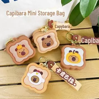 Милый силиконовый кошелек для монет и чехол для наушников в виде миниатюрной капибары - 3D Chubby