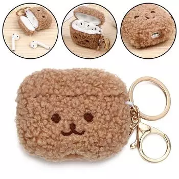Милый силиконовый милый чехол для наушников с пушистым медведем, чехол для наушников, меховой чехол, чехол для наушников
