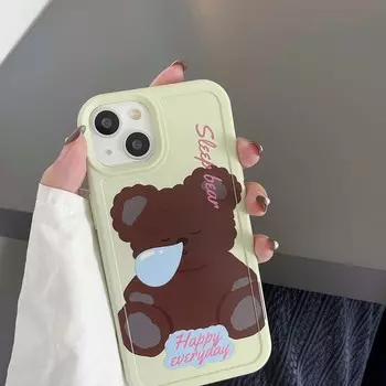 Милый силиконовый мягкий чехол с изображением медведя в стиле ретро, милый мультяшный чехол для Iphone X Xr Xsmax 14 Pro Max Plus 11 13 12 Promax, задняя крышка for iphone X XS