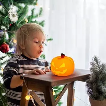 Милый силиконовый ночник в виде тыквы, мягкий свет, без мерцания, регулируемая яркость, перезаряжаемая детская лампа, украшение для вечеринки на Хэллоуин A