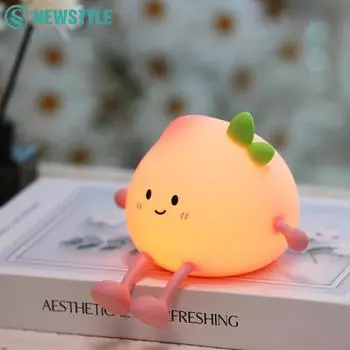 Милый силиконовый персиковый ночник перезаряжаемый светодиодный детский ночник 7 цветов управление краном прикроватная лампа для спальни рождественский подарок