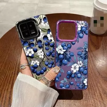 Милый синий цветочный чехол для iPhone 16 Samsung A55 M35 S24 FE Xiaomi Redmi Note 13 Pro 14C Huawei Honor 200 противоударный чехол-бампер для телефона с защитой от царапин Samsung A54 5G