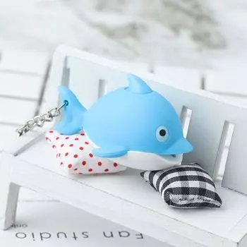 Милый синий дельфин детский игрушечный брелок светодиодные брелки со звуком синий